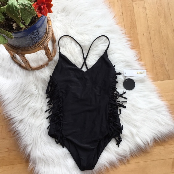 Amuse Society Other - Amuse Society black one piece fringe bathing suit